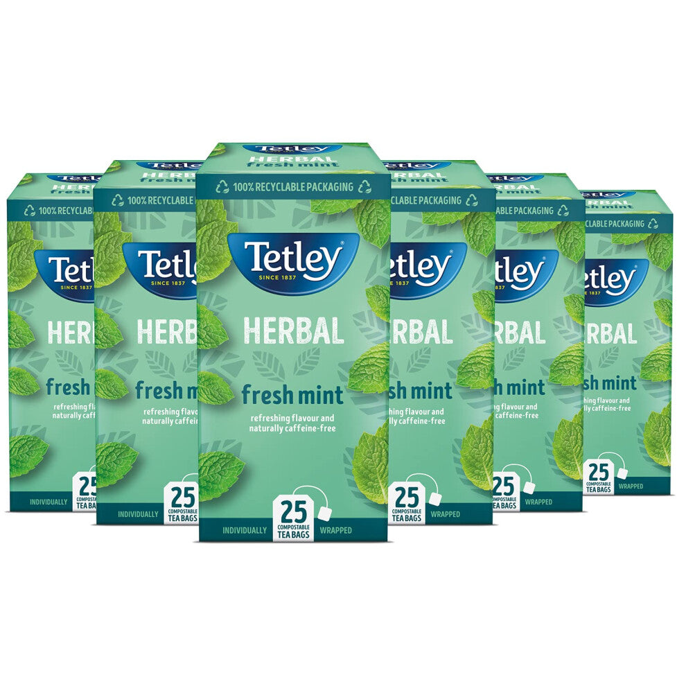 Tetley Fresh Mint Tea Bags - Caffeine-Free, 150 Teabags
