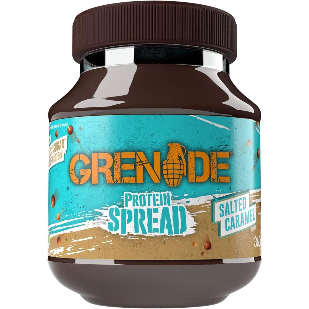 Grenade Chocolate Chip Salted Caramel Protein Spread – 360g Jar, 20% Protein, Low Sugar (1.7g-serv), Suitable for Vegetarians