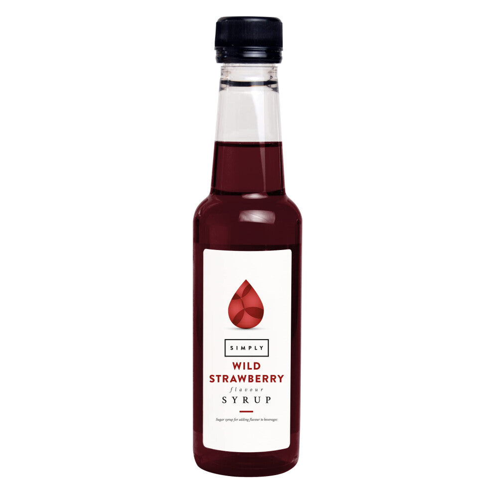 Simply Wild Strawberry Syrup, Vegan & Nut Free Flavoured Syrup for Coffee, Cocktails & Baking (250ml)