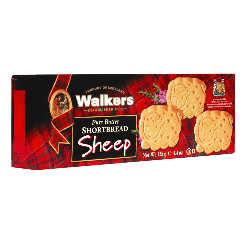 Walker's Shortbread Sheep Shapes. Traditional Pure Butter Scottish Recipe, 125g (Pack of 12)