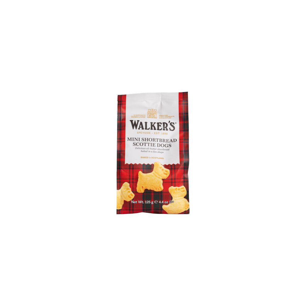 Walker's Shortbread Mini Scottie Dogs Bag, Traditional Pure Butter Scottish Recipe, 125g (Pack of 12)