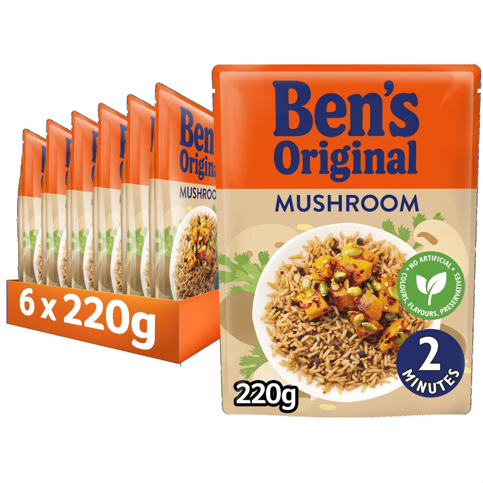 BEN'S ORIGINAL Mushroom Microwave Rice, Bulk Multipack 6 x 220g pouches