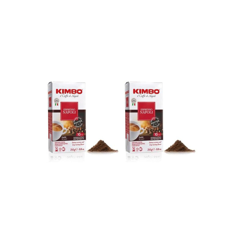 Kimbo Espresso Napoli Ground Coffee, Vacuum Sealed Bag, Authentic Italian Coffee, 1 x 250g (Pack of 2)