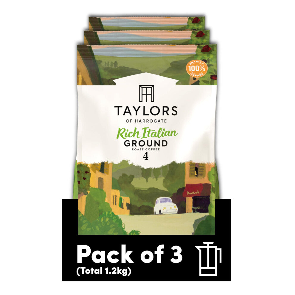 Taylors of Harrogate Rich Italian Ground Coffee, 400 g (Pack of 3 - Total 1.2 kg)