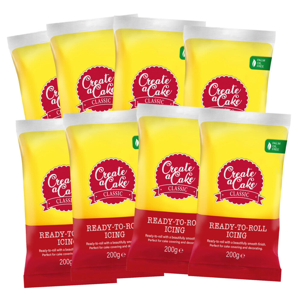 Create A Cake Ready To Roll Icing | Yellow Fondant Icing | Palm Free Sugar Paste For Cake Decorating, Cupcakes, Cookies, Cakes - 1600g