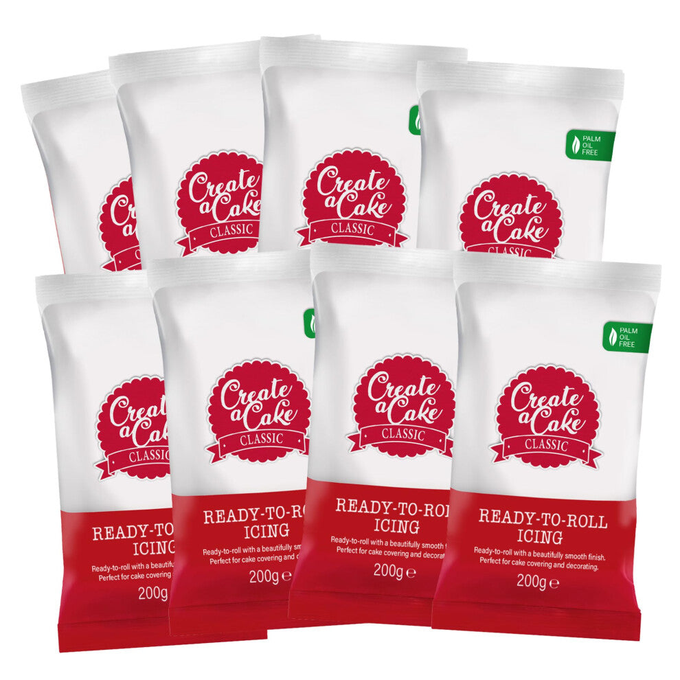 Create A Cake Ready To Roll Icing | White Fondant Icing | Palm Free Sugar Paste For Cake Decorating, Cupcakes, Cookies, Cakes - 1600g