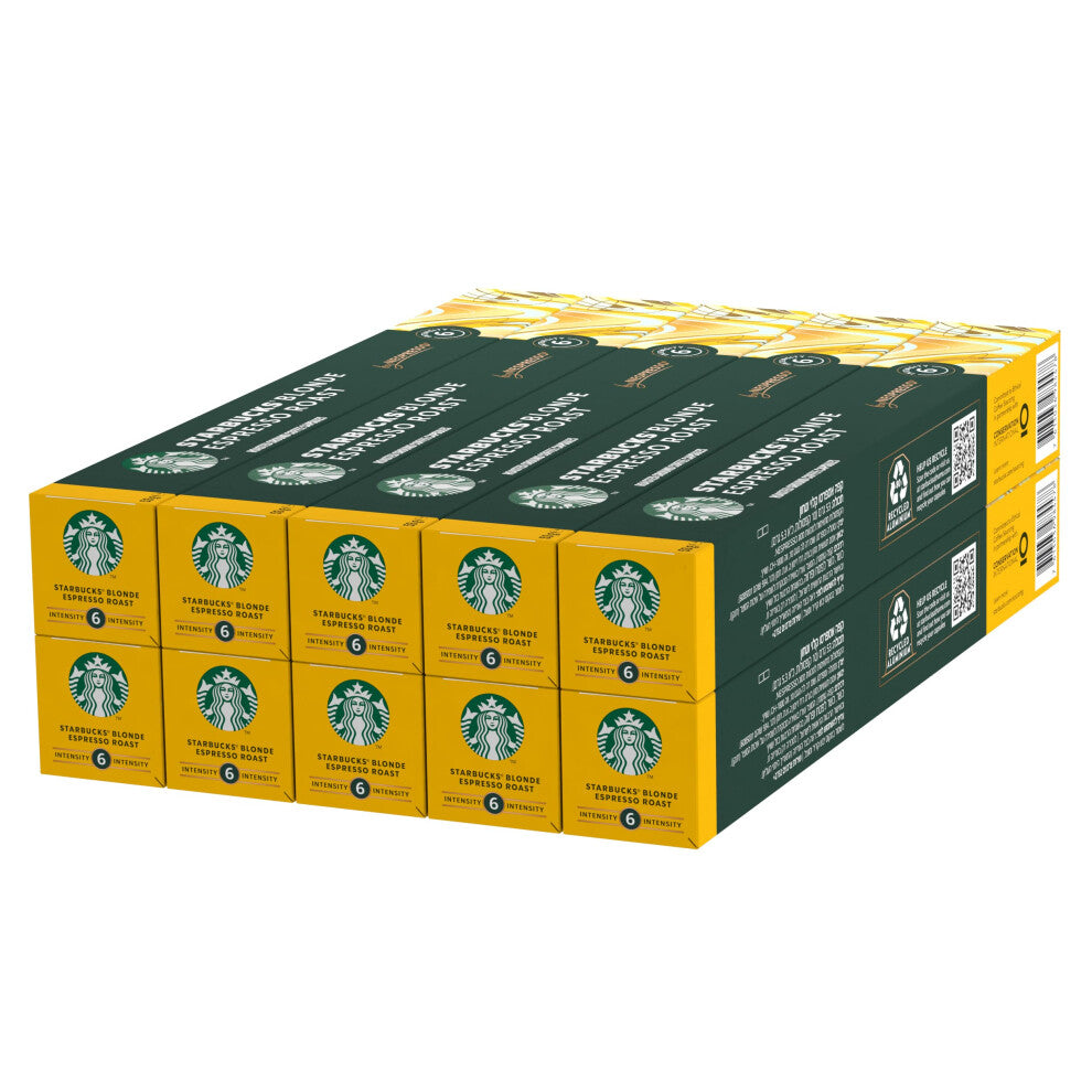 STARBUCKS Blonde Espresso Roast by Nespresso, Blonde Roast, Coffee Capsules 10 x 10 (100 Capsules)