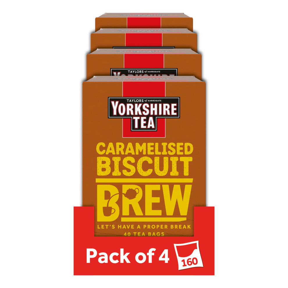 Yorkshire Tea Caramelised Biscuit Brew Flavoured Tea Bags, Pack of 4 (Total of 160 Tea Bags)
