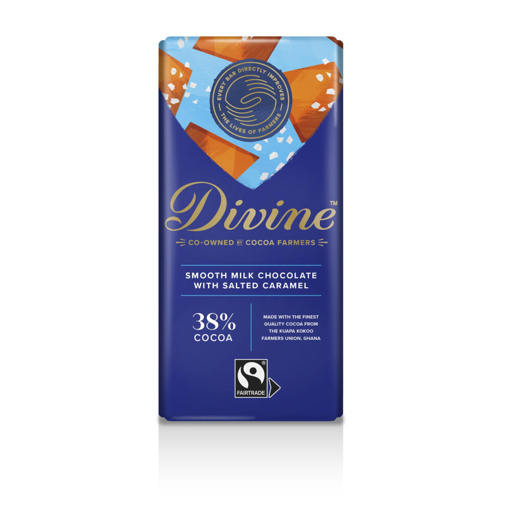 Divine 38 Percent Cocoa Smooth Milk With Salted Caramel, 90g bar