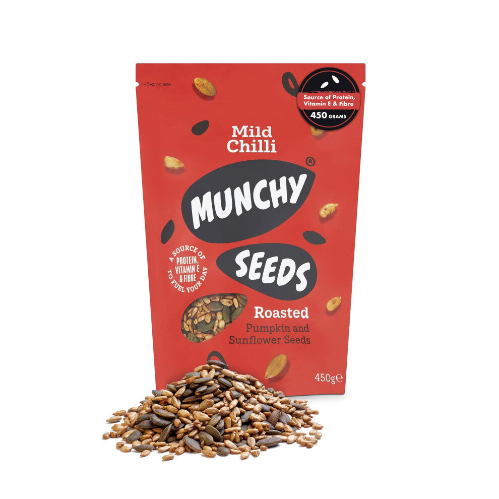 MUNCHY SEEDS Mild Chilli Seed Mix - Sunflower, Pumpkin - 450g - Protein Snack