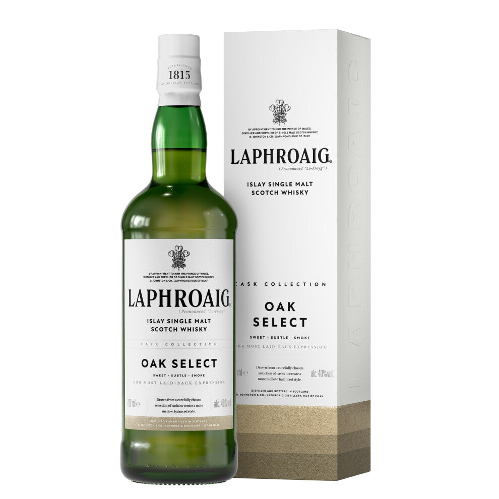 Laphroaig Oak Select | Scotch | Islay | Single Malt Peated Whisky | Smoky, Salty & Sweet | 40% ABV | 70cl (Packaging may vary)