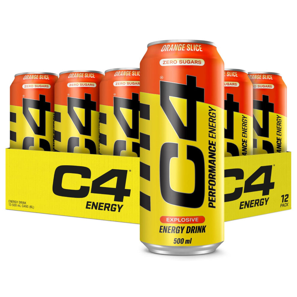 C4 Performance Energy Drink - Orange Slice, 500ml (12 Pack)