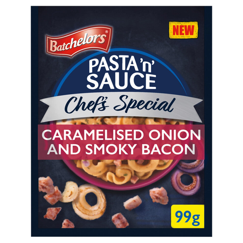 Batchelors Pasta 'n' Sauce Chef's Special Caramelised Onion & Smoky Bacon Instant Pasta Ready Meal, 99 g Packet (Pack of 1)
