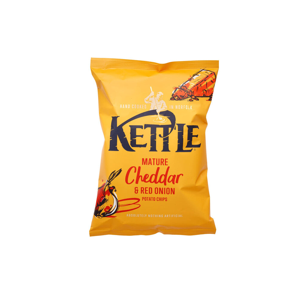 Kettle Mature Cheddar & Red Onion Chips, 130g