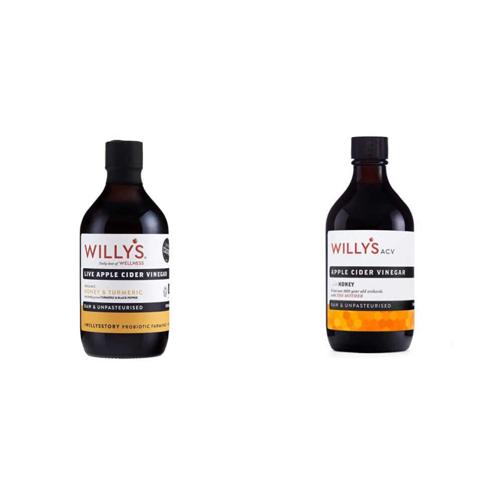 Willy's ACV Organic Probiotic Apple Cider Vinegar, Honey & Black Pepper, 500ml