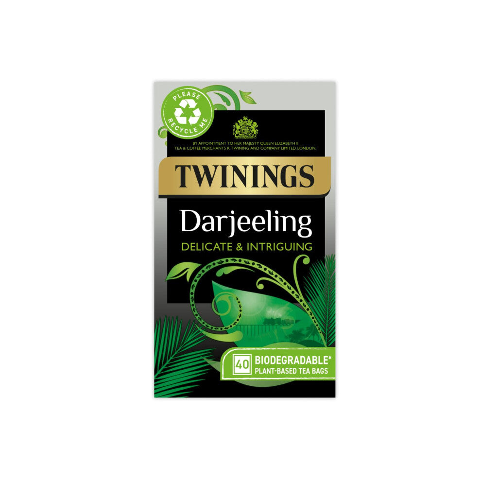 Twinings Darjeeling Tea | Light, Delicate & Intriguing Black Tea | Fragrant & Golden Indian Tea Blend | 40 Biodegradable Tea Bags