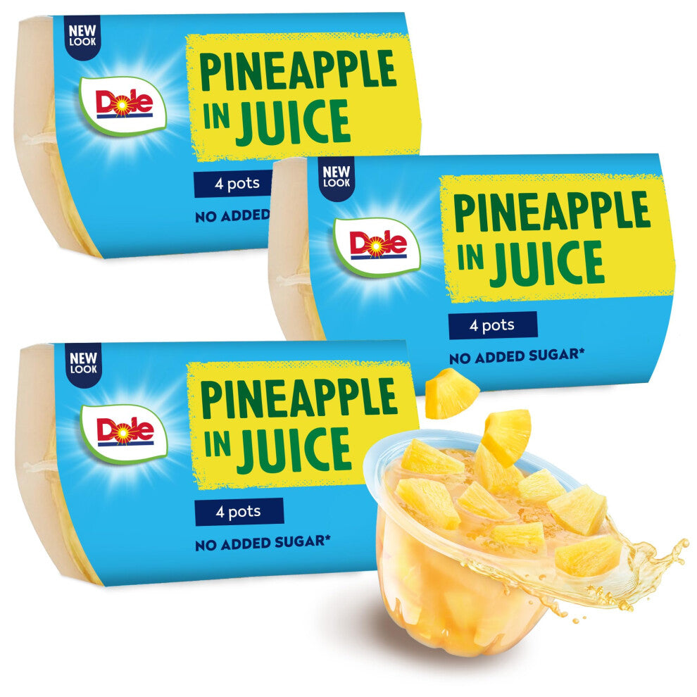 Dole Pineapple In Juice, 3 x 4 Packs, No Sugar Added
