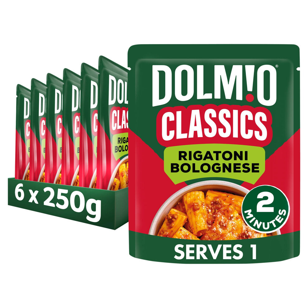 Dolmio Classics Rigatoni Bolognese ready in 2 minutes Pasta Ready Meal serves 1 multipack 6x 250g