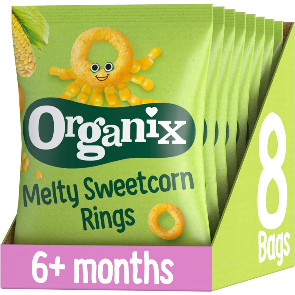 Organix Melty Sweetcorn Rings, Organic Baby Snack, Finger Food, 6+ Months, 20 g (Pack of 8)