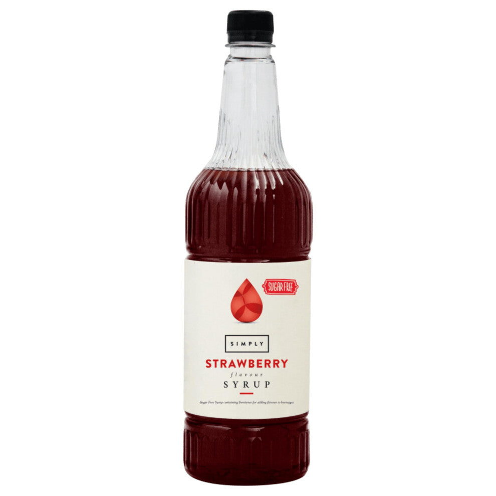 Simply Sugar Free Strawberry Syrup, Low Calorie, Vegan & Nut Free Flavoured Syrup for Coffee, Cocktails & Baking (1 Litre)