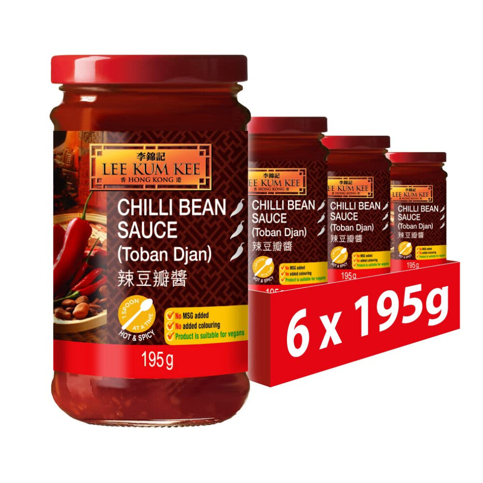 Lee Kum Kee Chilli Bean Sauce, Vegan, 195 g (Pack of 6)