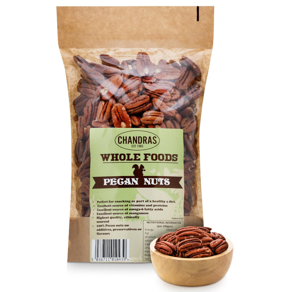 Chandra Whole Foods Pecan Nuts 1KG - Low-GI, Gluten-Free