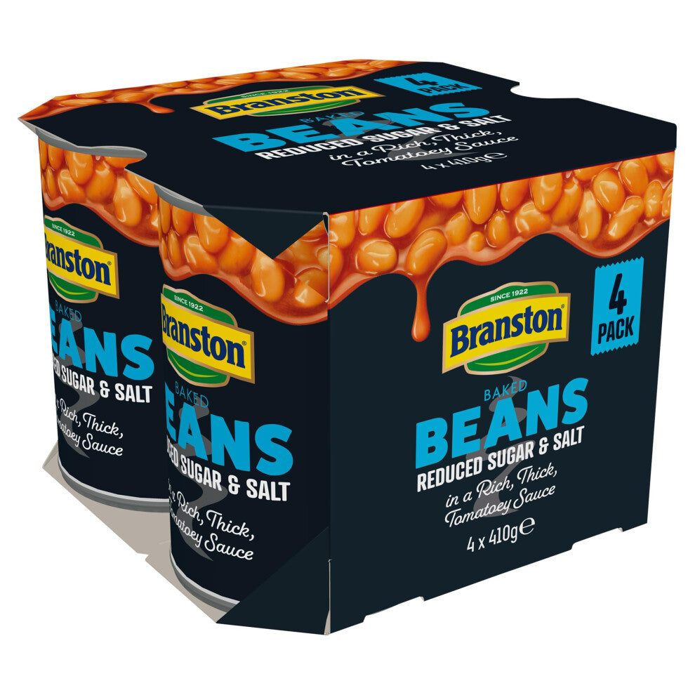 Branston Reduced Sugar and Salt Baked Beans, 410 g (Pack of 4)