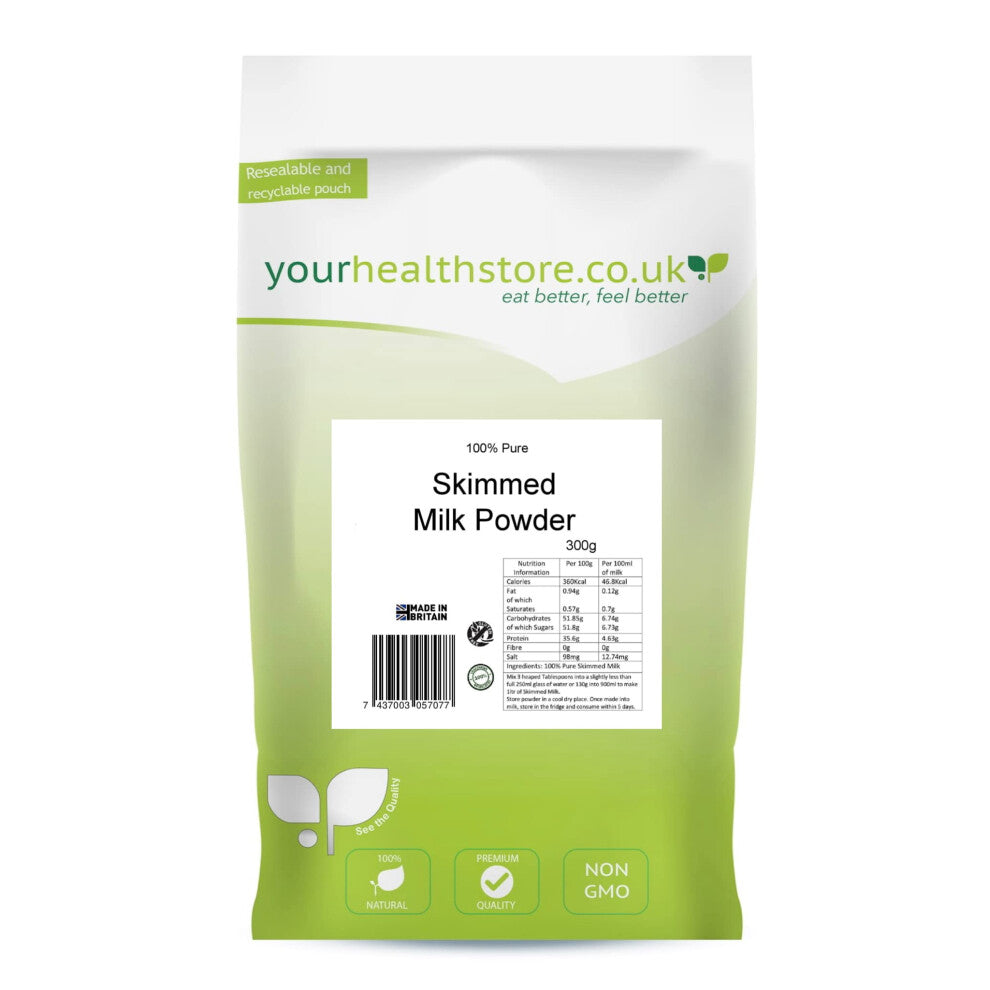 yourhealthstore Skimmed Milk Powder - 300g - 100% Pure, British Milk