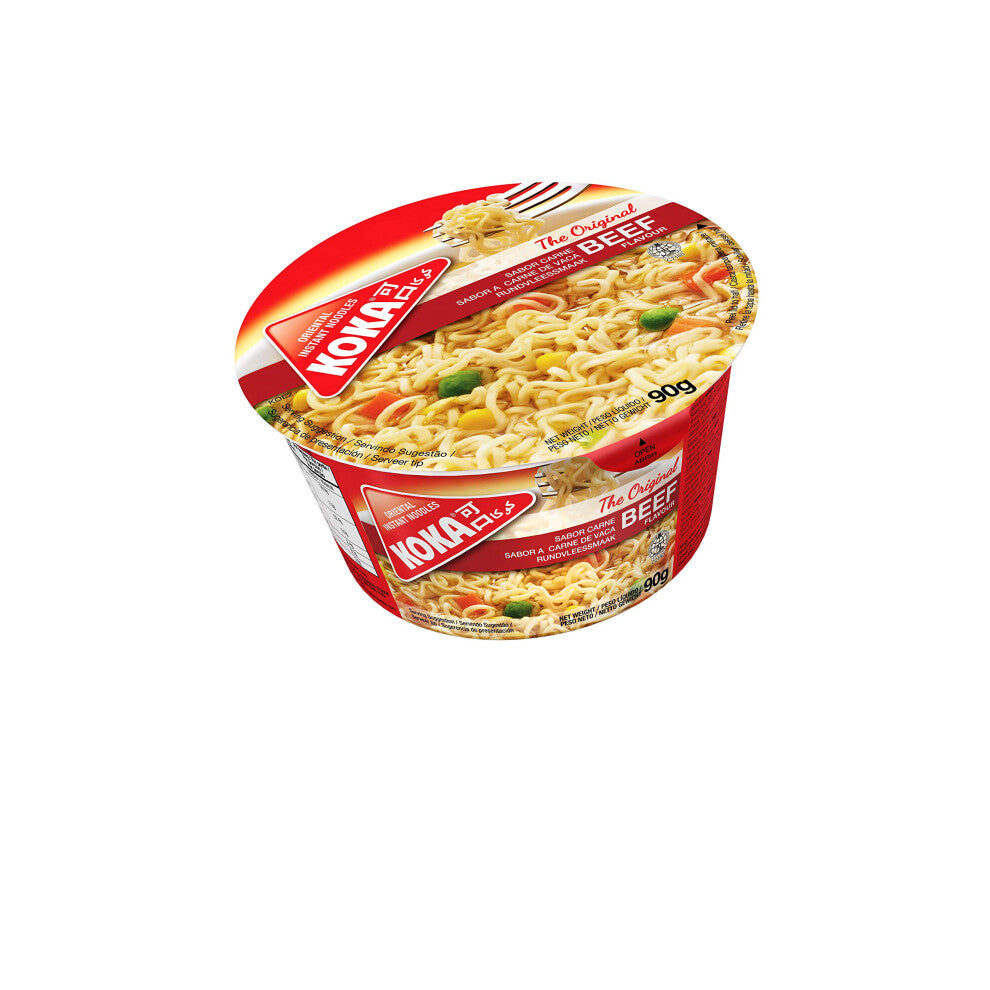 Koka Noodles Original Beef Flavour Oriental Style Instant Noodles 12 Bowls of 90 g