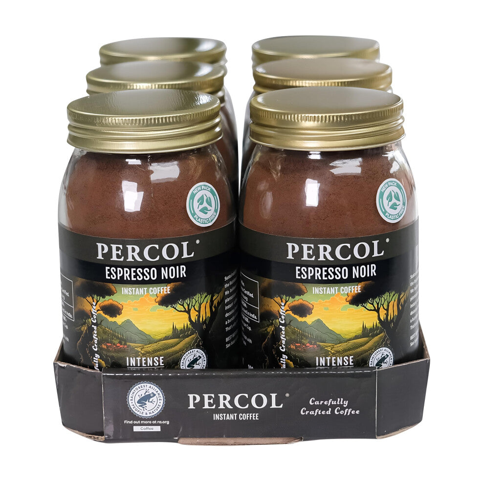 Percol Espresso Noir Instant Coffee, 6x100g, Rich Roast