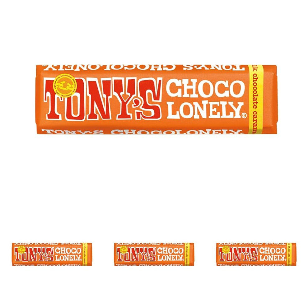 Tony's Chocolonely Milk Caramel and Sea Salt Chocolate Bar - 47g, Belgian Fairtrade Chocolate, 32% Cocoa, Vegetarian (Pack of 4)