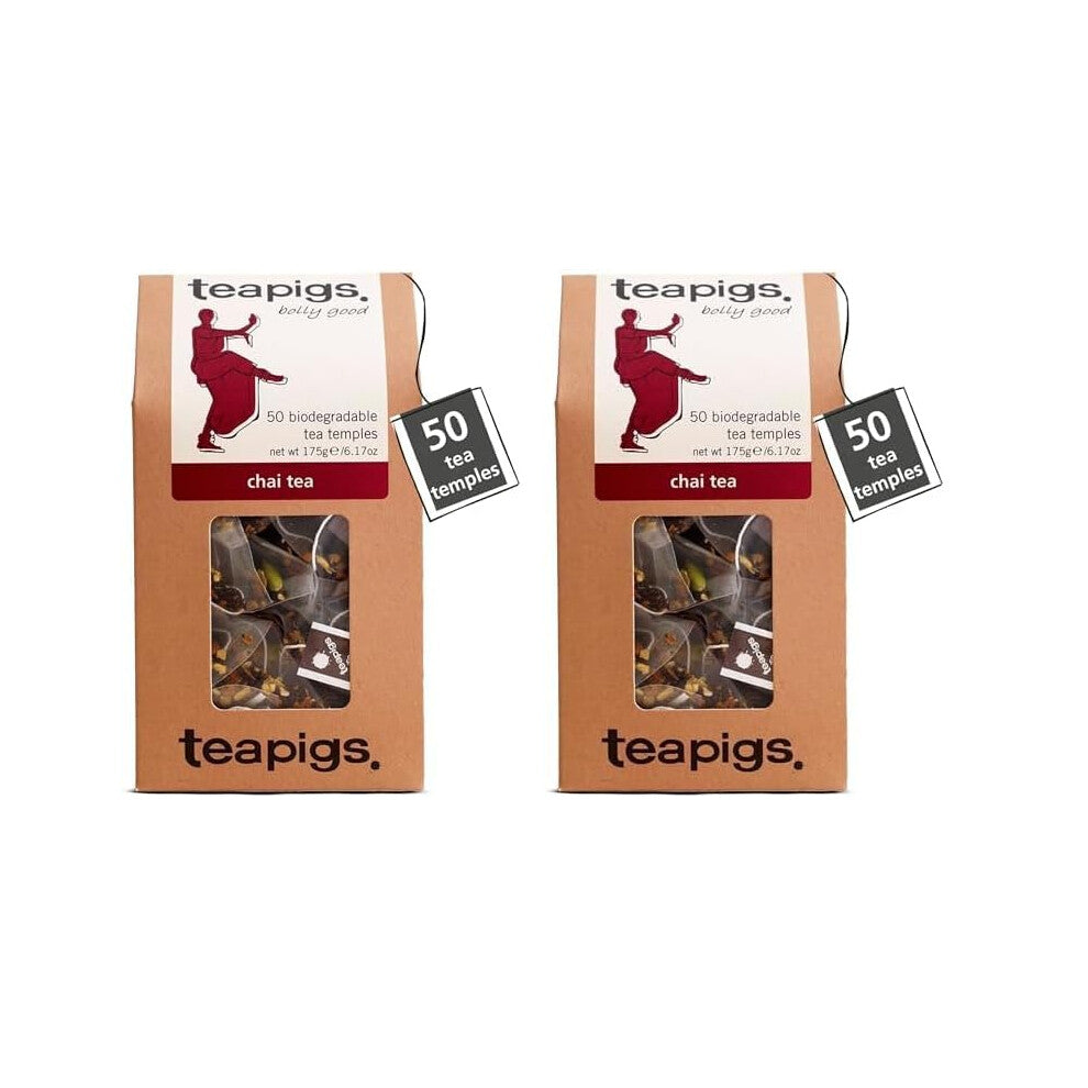 Teapigs Chai Tea Bags Made With Whole Leaves (2 Pack of 50 Tea bags)