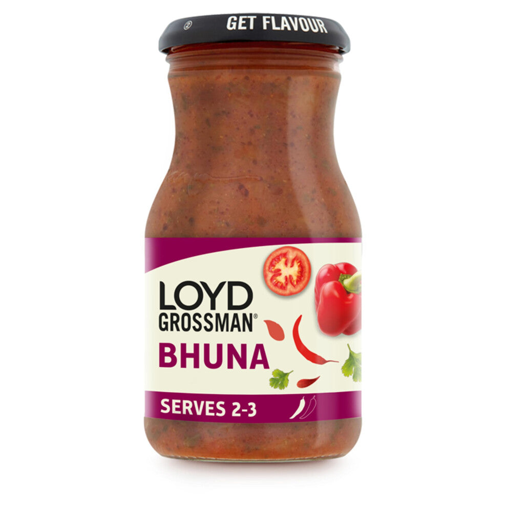 Loyd Grossman Sweet Bhuna Curry Cooking Sauce, Chilli Rating Mild-Medium, 350 g Jar (Pack of 1)