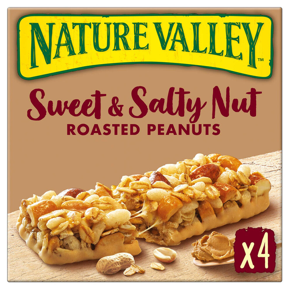 Nature Valley Sweet & Salty Nut Roasted Peanuts Cereal Bars 4 x 30g (Pack of 8, total 32 Bars)