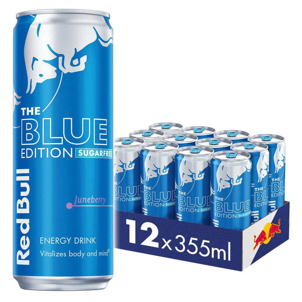 Red Bull Energy Drink Sugar Free Blue Edition Juneberry 355 ml, 12 pack