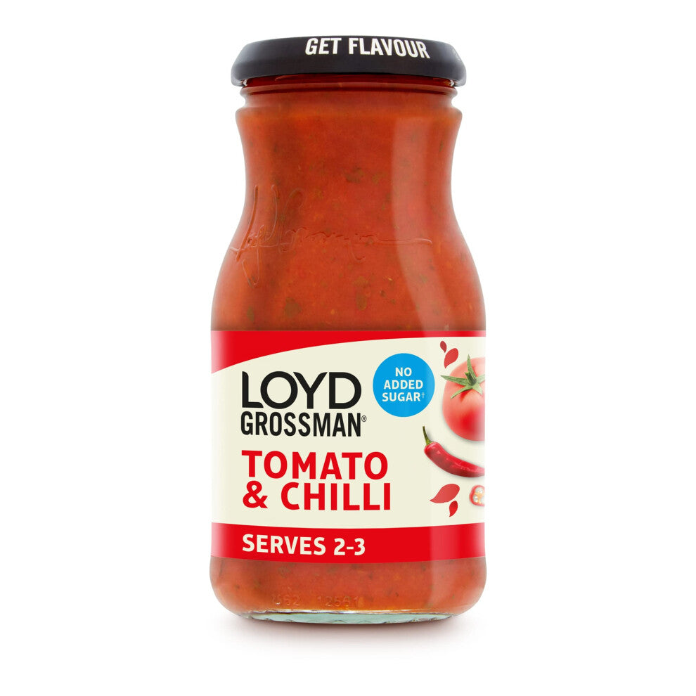 Loyd Grossman No Added Sugar Tomato and Chilli Cooking Sauce, 350 g Jar (Pack of 1)