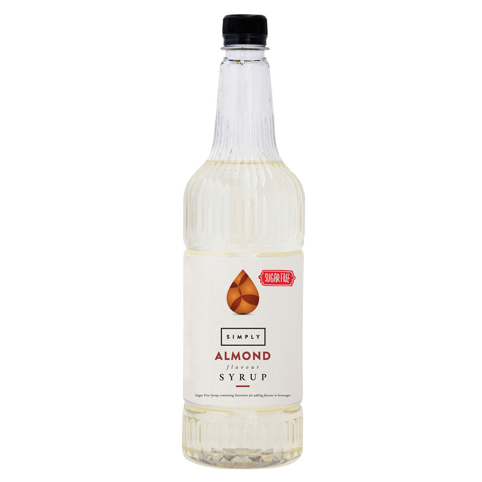 Simply Sugar Free Almond Syrup, Low Calorie, Vegan & Nut Free Flavoured Syrup for Coffee, Cocktails & Baking (1 Litre)