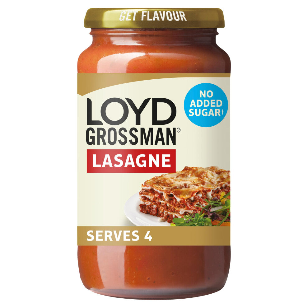 Loyd Grossman No Added Sugar Full-Flavoured Red Lasagne Cooking Sauce, 450 g Jar (Pack of 1)