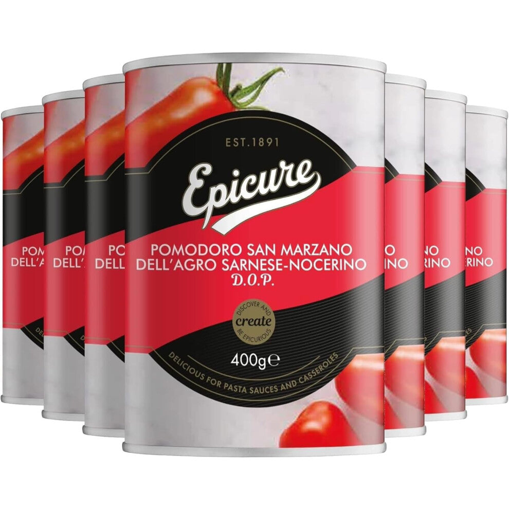 Epicure Tinned San Marzano Tomatoes, Delicious for Pasta Sauces & Casseroles, 400 g, (Pack of 12)