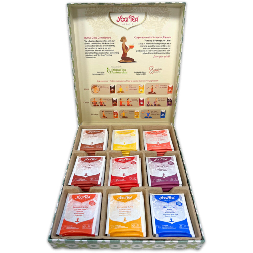 Yogi Tea Selection Box, Yoga, Organic Herbal Tea, Ayurvedic teas, Gift Idea, 9 Flavours x 5 Tea Bags (45 Teabags Total)
