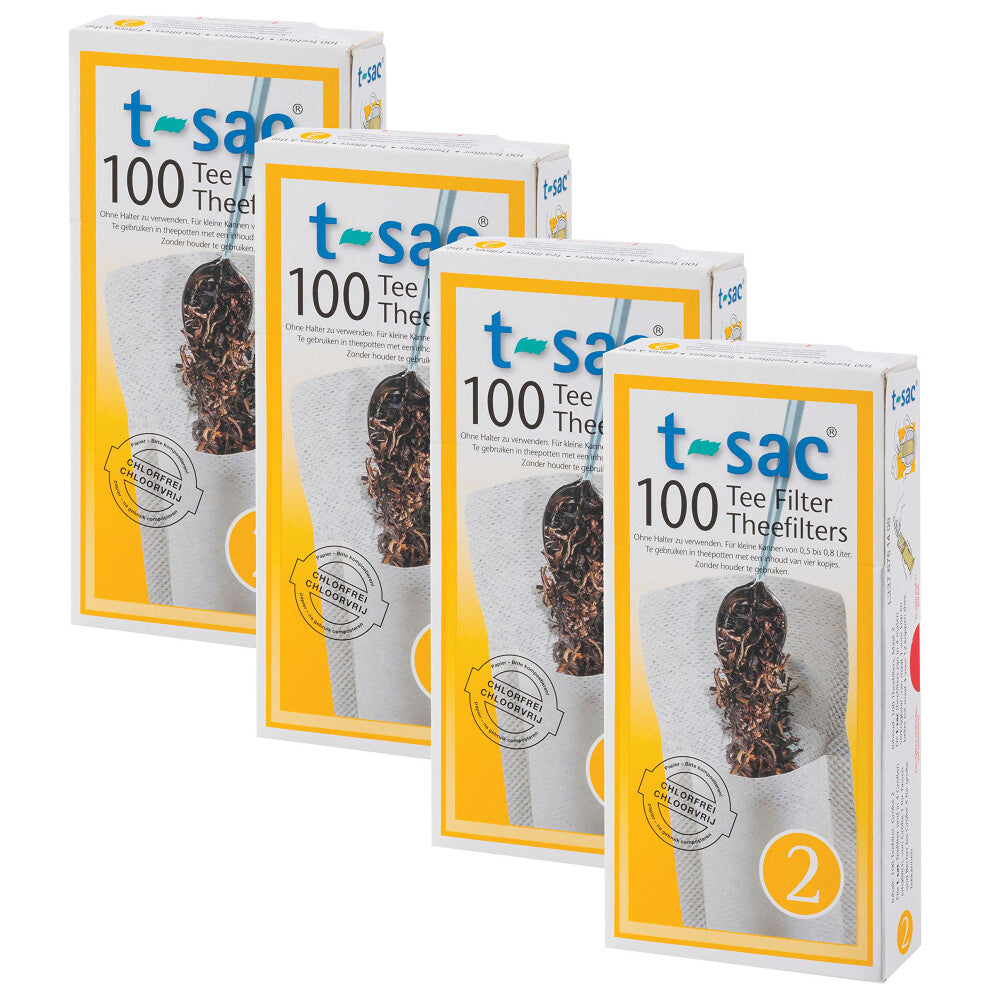 T-Sac Tea Filter Bags  Disposable Tea Infuser  Number 2-Size  2 to 4-Cup Capacity  Set of 400