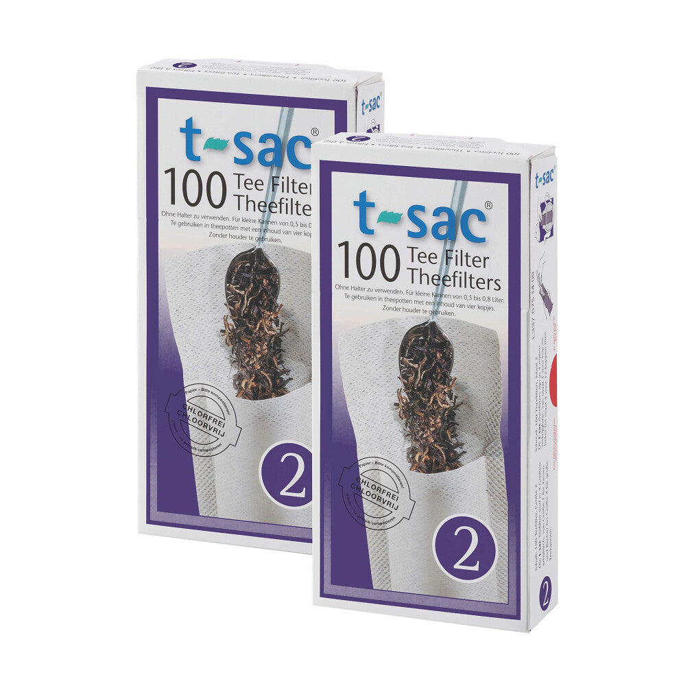 T-Sac Tea Filter Bags  Disposable Tea Infuser  Number 2-Size  2 to 4-Cup Capacity  Set of 200 White