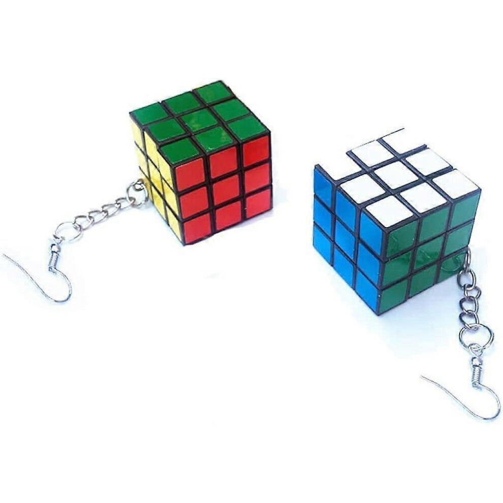 (As show, One size) Funny Magic Cube Earrings Personality Puzzle Cube Can Play Cartoon Punk Earrrings for Women Girls
