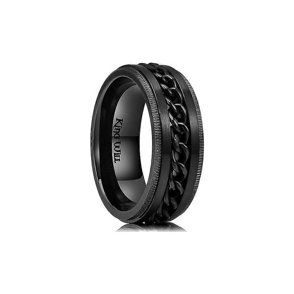 (As show, One size) Intertwine 8mm Spinner Ring Stainless Steel Fidget Ring Anxiety Ring for Men Black-Blue-Silver-Gold Fidget Anxiety Ring