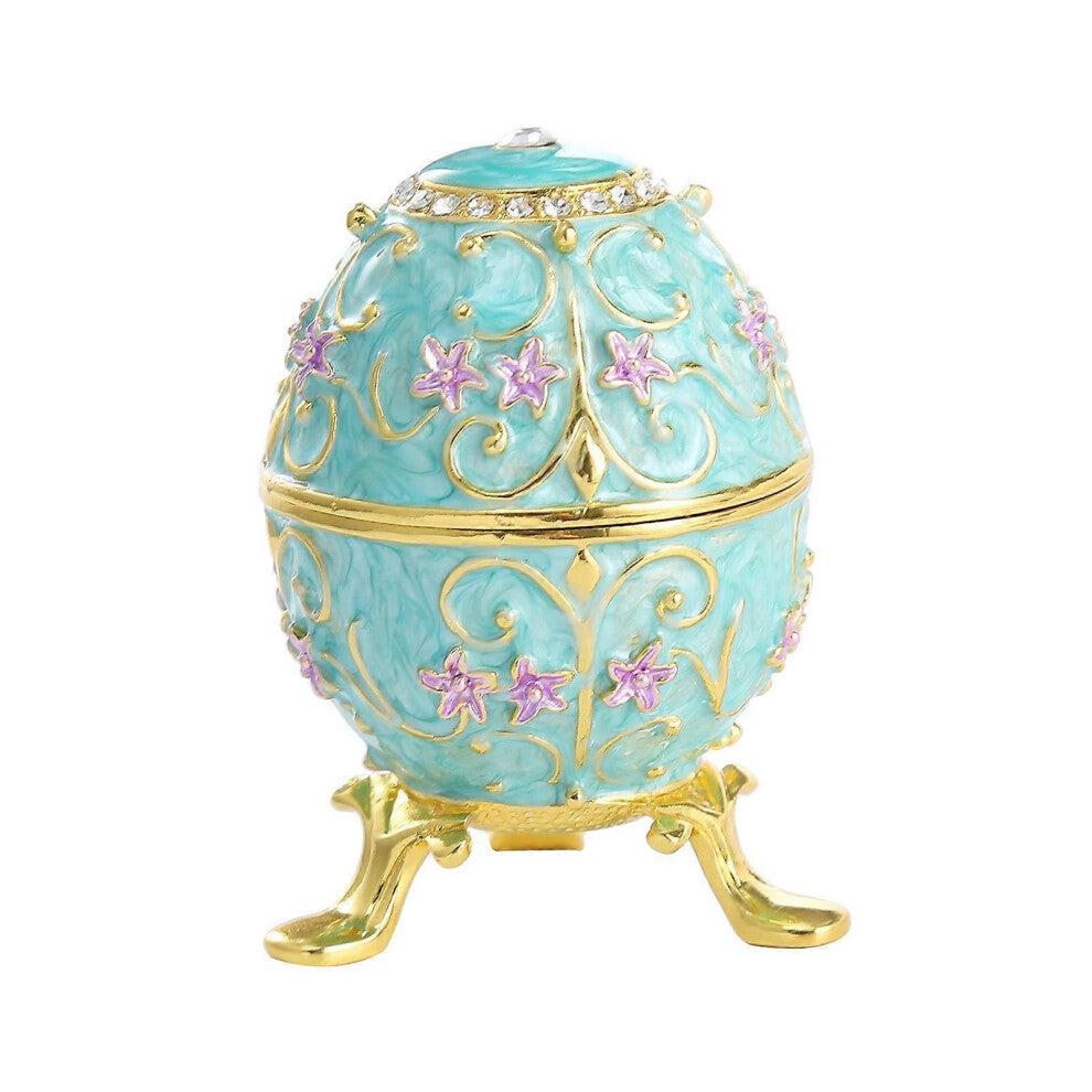 (As show, One size) Egg Jewelry Box Hand Painted Tabletop Enameled for Necklaces Earrings Charms