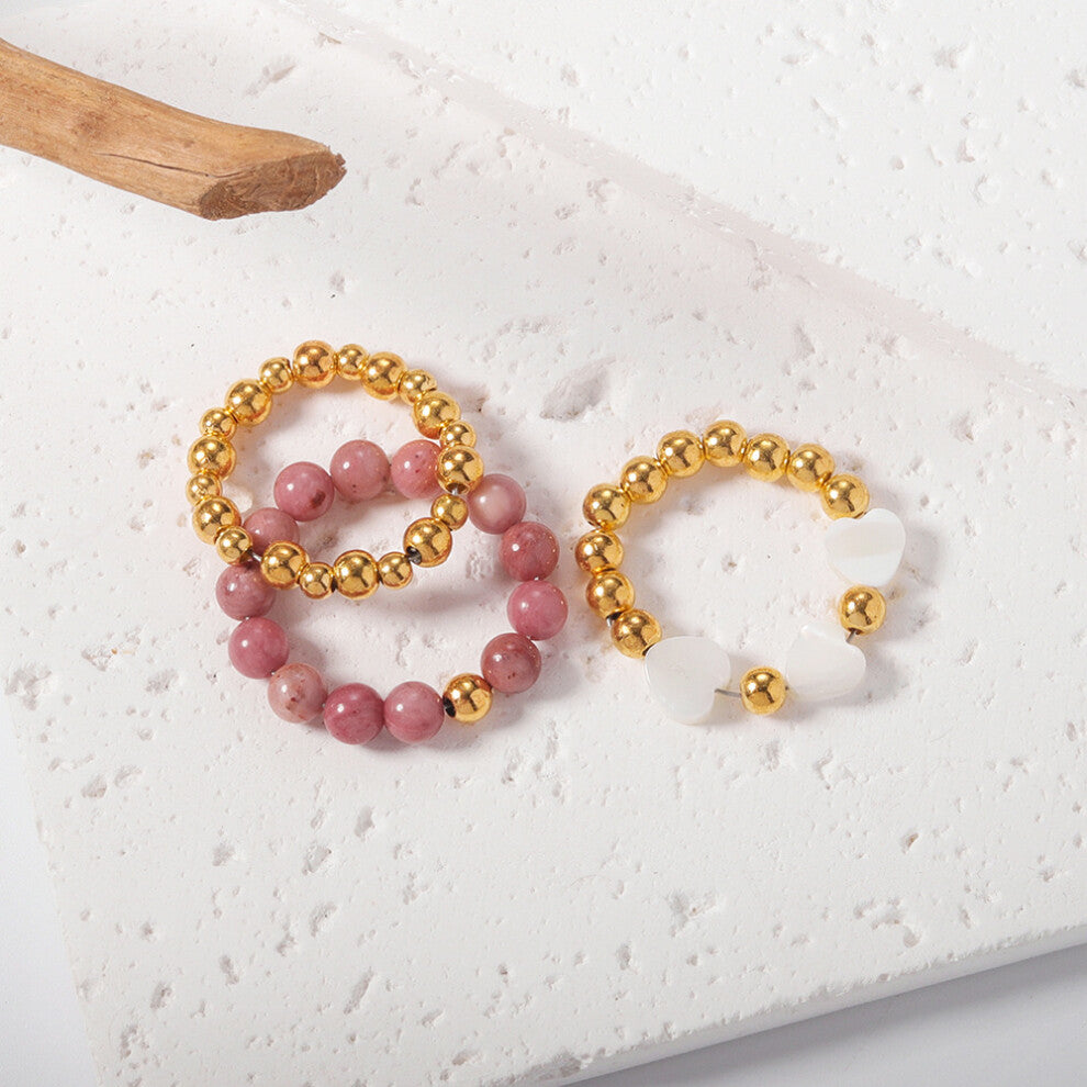 (L1624-(3pc) Mahogany Grain) Fashion Set Women's Non-Fading Vintage Simple Ring Small Unique Handmade Accessories One Piece