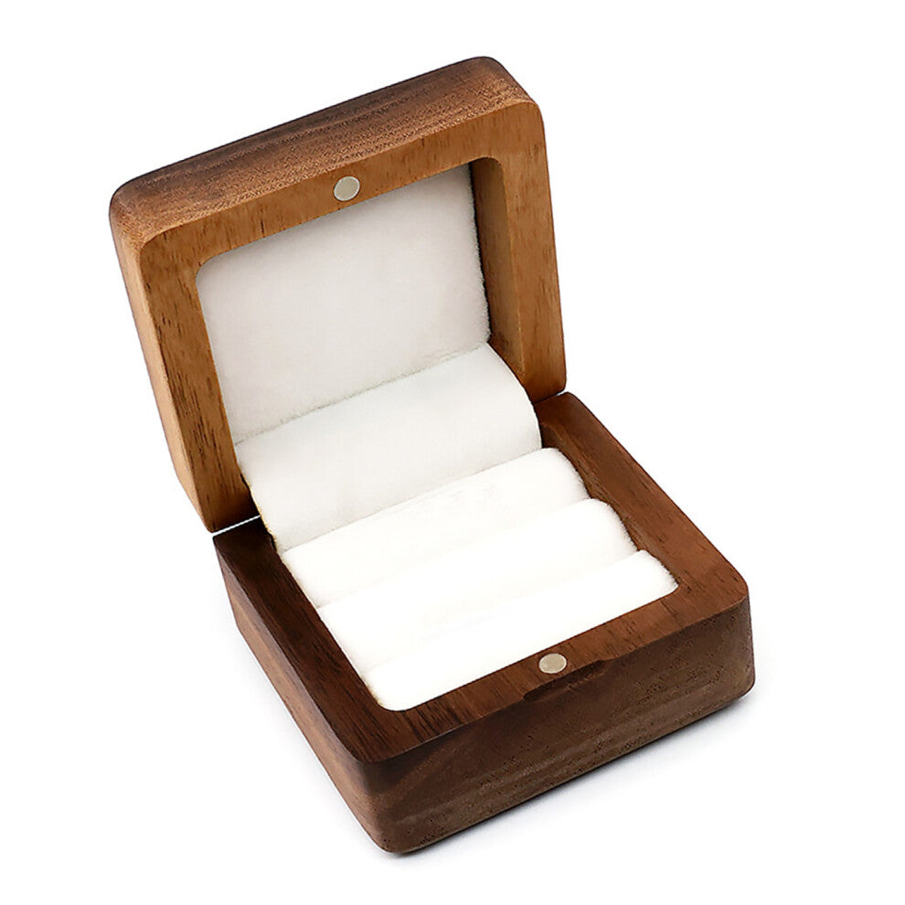 Retro Wedding Ring Box Portable Elegant Wooden Ring Storage Case for Ceremony Engagement Proposal
