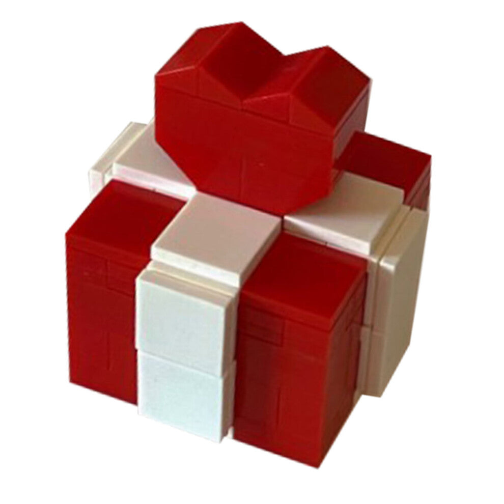 Ring Box Heart Shape Assembling Blocks Ring Gift Box for Engagement Birthday Gift Red and White