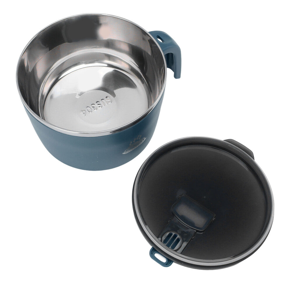 Stainless Steel Instant Noodle Bowl Seal Drain Soup Mug with Lid Phone Holder for Dormitory Office 1300ML Large Capacity Blue