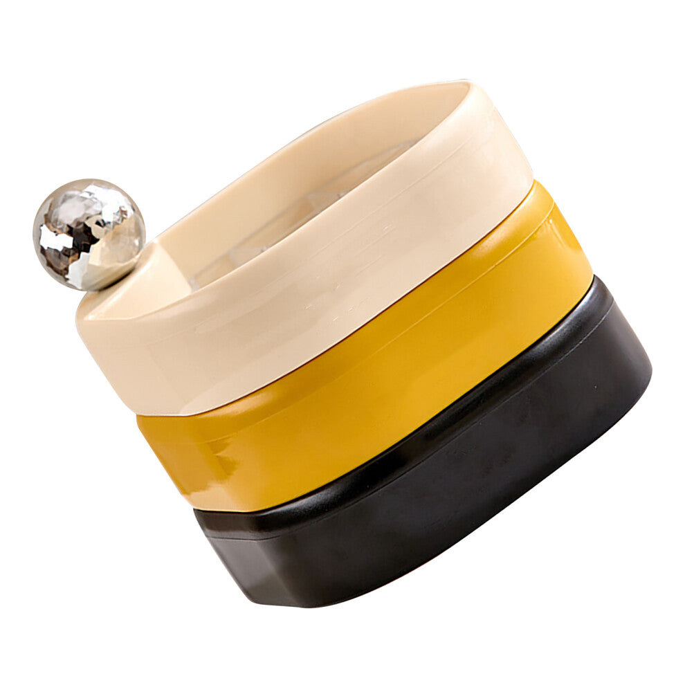 Rotatable Jewelry Box Multi Layer Plastic Anti Oxidation Delicate Rotating Jewelry Case for Bracelets Earrings Travel Cream Yellow Black